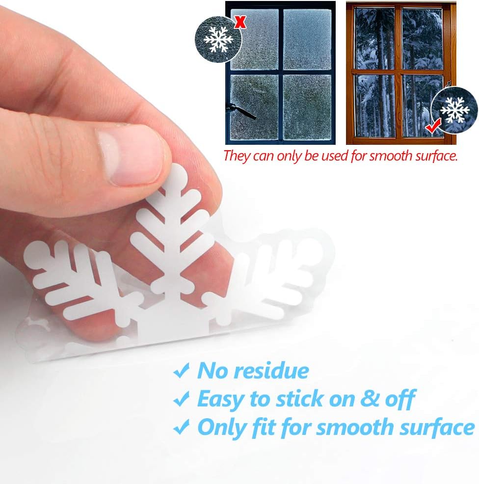 LUDILO 135Pcs Christmas Window Clings Snowflakes Window Decals Static Window Stickers for Christmas Decorations Window Décor Ornaments Xmas Party Supplies Thanksgiving Party Décor